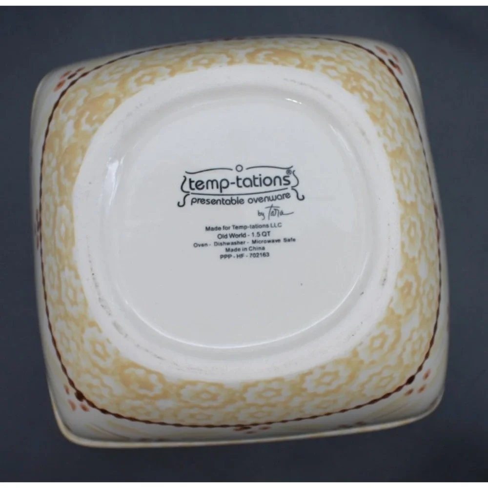 Temp-tations Old World Set of 2 Square Baking Dishes 1.5 Qt & 1 Qt Ovenware